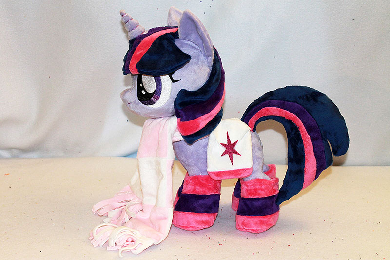 Filly Twilight Sparkle plushie (15" tall) wearing winter gear by KarasuNezumi