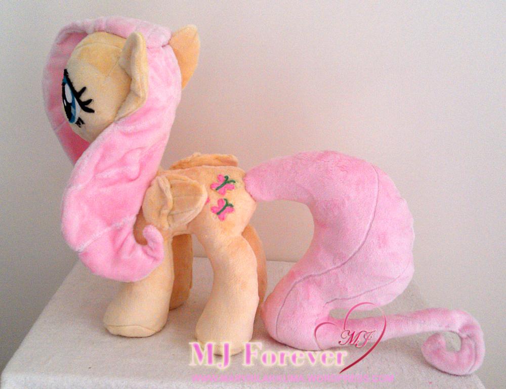 Fluttershy plushie by ME!!!!! :D (my very first plushie!)